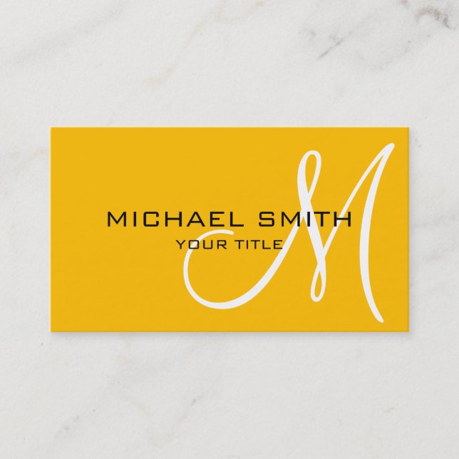 Monogram Amber color background Business Card (Front)