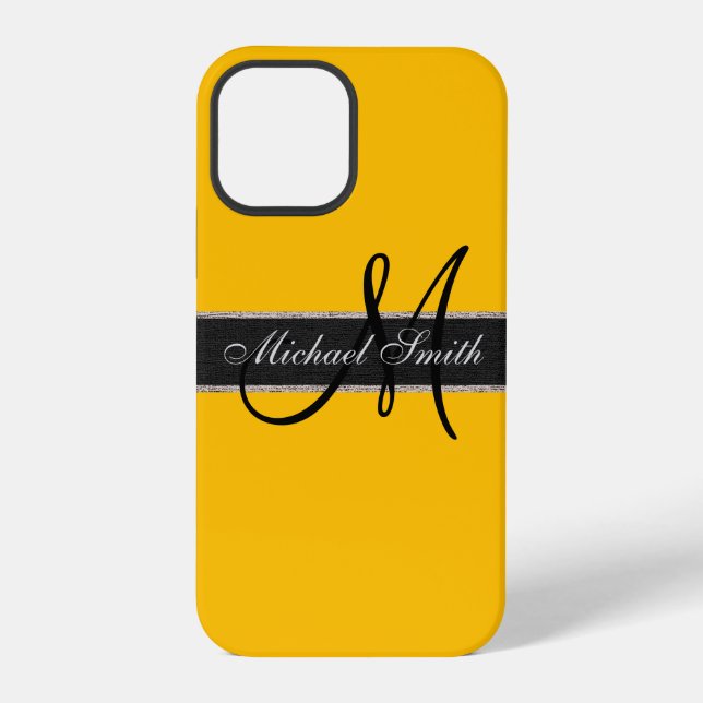 Monogram Amber Color Background Iphone Case (Back)