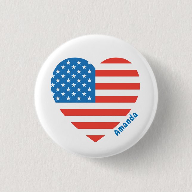 Monogram American USA Flag 4th of July Personalize Button (Front)