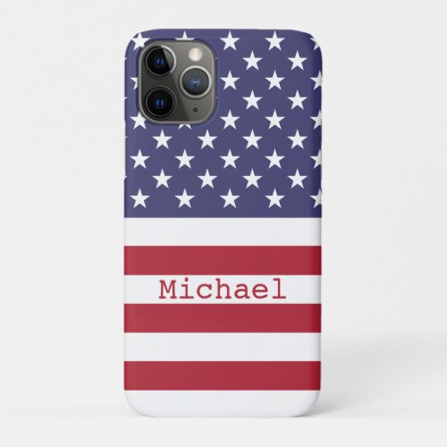 Monogram American USA Flag 4th of July Personalize iPhone 11 Pro Case