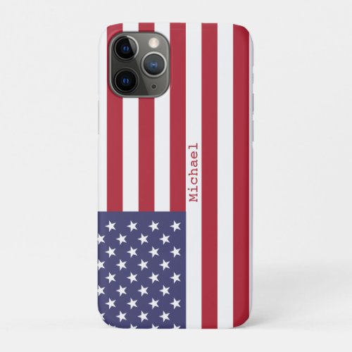 Monogram American USA Flag 4th of July Personalize iPhone 11 Pro Case