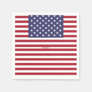 Monogram American USA Flag 4th of July Personalize Napkins