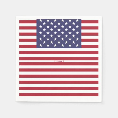 Monogram American USA Flag 4th of July Personalize Napkins