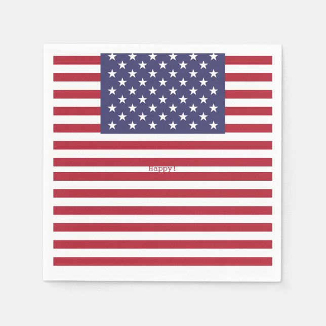Monogram American USA Flag 4th of July Personalize Napkins (Front)