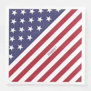 Monogram American USA Flag 4th of July Personalize Paper Dinner Napkins