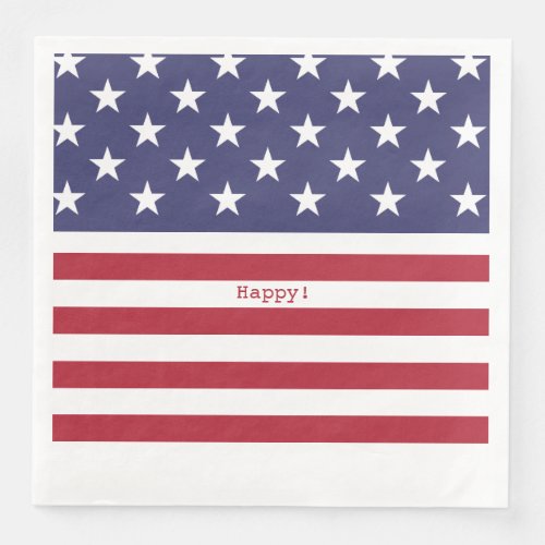 Monogram American USA Flag 4th of July Personalize Paper Dinner Napkins