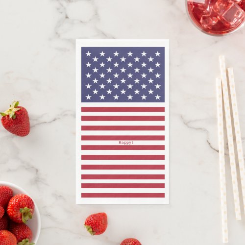 Monogram American USA Flag 4th of July Personalize Paper Guest Towels