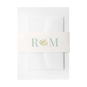 Monogram Ampersand Sage Green Wedding Invitation Belly Band