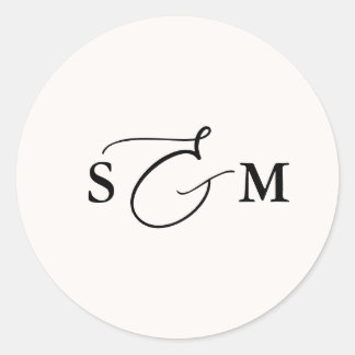 Monogram Ampersand Script Ivory Wedding Classic Round Sticker