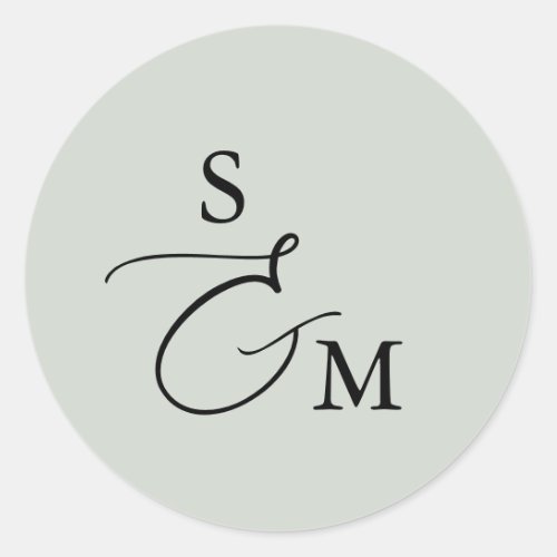 Monogram Ampersand Script Wedding Classic Round Sticker