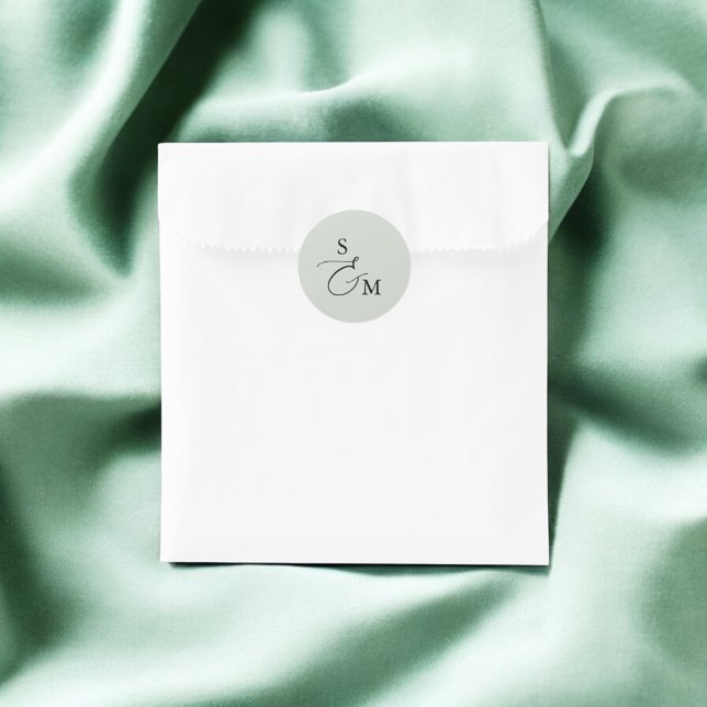 Monogram Ampersand Script Wedding Classic Round Sticker (Creator Uploaded)