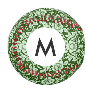 Monogram An antique floral damask Baseball