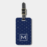 Monogram Anchor Polka Dots Pattern Luggage Tag