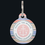 Monogram Anchor Trendy Stripes Pink Nautical Beach Pet Name Tag<br><div class="desc">An elegant white anchor is the centerpiece of this simple, trendy, colorful design featuring stylish yet down-to-earth stripes in serenity blue, rose quartz pink, dahlia orange, arctic green, opal gray and almond beige. Fresh, fun, nautical design perfect for Spring and Summer. This design is gender neutral/fluid and will work for...</div>