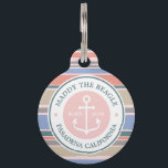Monogram Anchor Trendy Stripes Pink Nautical Beach Pet Name Tag<br><div class="desc">An elegant white anchor is the centerpiece of this simple, trendy, colorful design featuring stylish yet down-to-earth stripes in serenity blue, rose quartz pink, dahlia orange, arctic green, opal gray and almond beige. Fresh, fun, nautical design perfect for Spring and Summer. This design is gender neutral/fluid and will work for...</div>