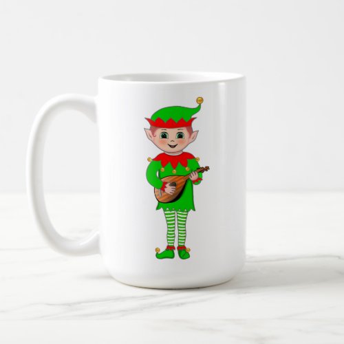 Monogram and Christmas Musical Elf  Coffee Mug