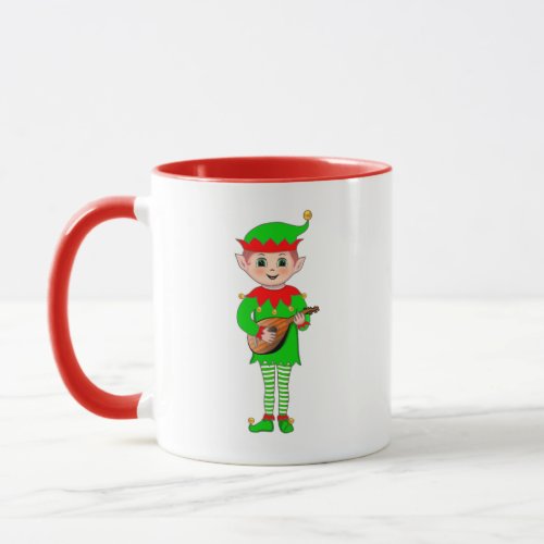 Monogram and Christmas Musical Elf Mug