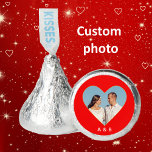Monogram and Custom Couple Photo Love heart Hershey®'s Kisses®<br><div class="desc">Custom photo inside a Love heart on red background. Monogram ready to be personalized.</div>