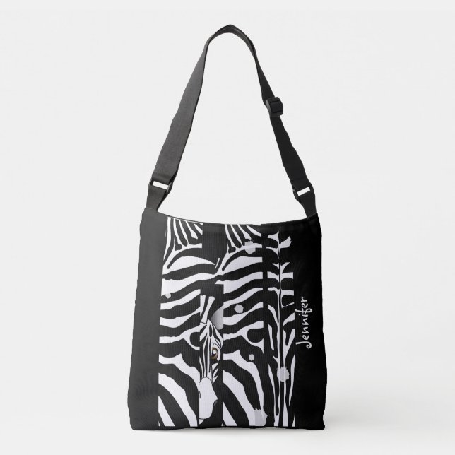 Monogram and Cute Zebra Pattern Trendy Crossbody Bag (Front)