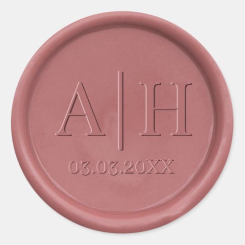 Monogram and Date Vintage Rose Wax Seal Sticker