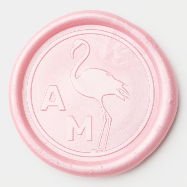 Monogram and Flamingo Wax Seal Sticker (Front)
