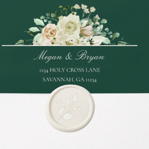 Monogram and Leafy Greenery Wedding Invitation Wax Seal Sticker