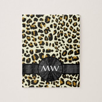 Monogram And Leopard Print Jigsaw Puzzle by monogramgiftz at Zazzle