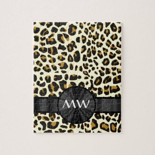 Monogram and leopard print jigsaw puzzle