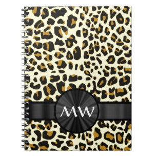 Monogram and leopard print notebook