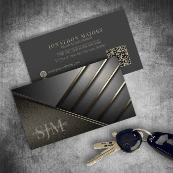 Monogram And Metal Angles Charcoal Gray Id1040 Business Card by arrayforcards at Zazzle