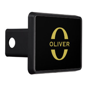 Monogram And Name Black And Gold Personalized Hitch Cover