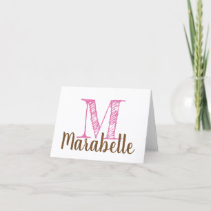 Monogram and Name Blank Inside Note Card