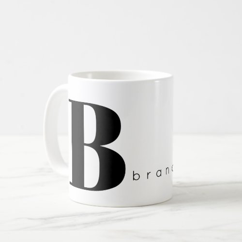 Monogram and name custom typography modern coffee mug