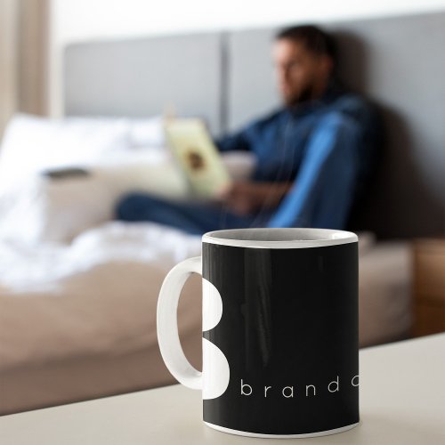 Monogram and name custom typography modern coffee mug