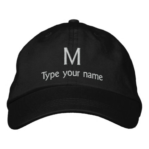Monogram and Name Embroidered on Black Hat