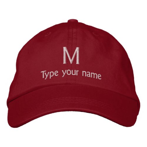 Monogram and Name Embroidered on Red Hat
