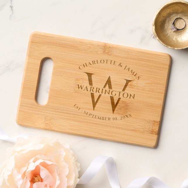 Monogram and Name Engraved Cutting Board (Wedding)