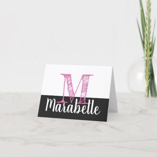 Monogram and Name Folded Note Card