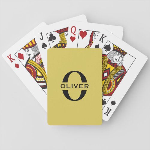 Monogram And Name Gold And Black Personalized Poker Cards