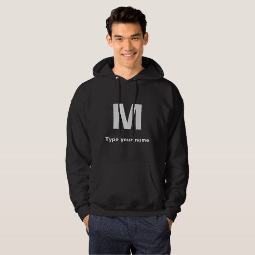 Monogram and Name on Dark Color Mens Hoodie