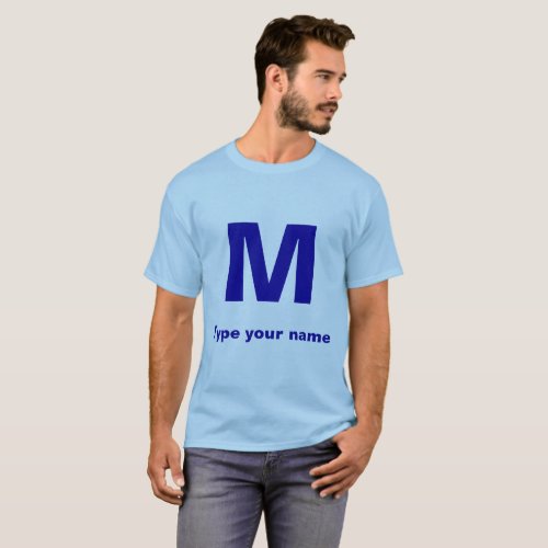 Monogram and Name on Light Blue Mens T_Shirt