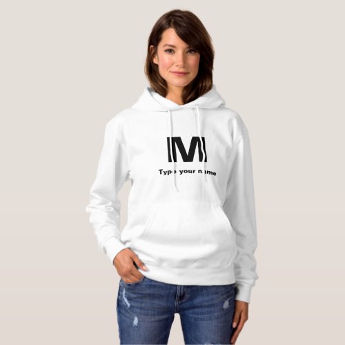 Monogram and Name on Light Color Womens Hoodie