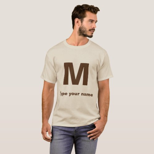 Monogram and Name on Sand Color Mens T_Shirt