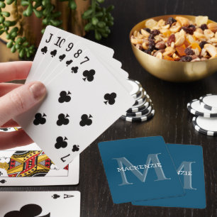 Monogram and Name Personalized Custom Off Set Text Poker Cards