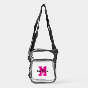Monogram And Name Personalized Varsity Clear Crossbody Bag