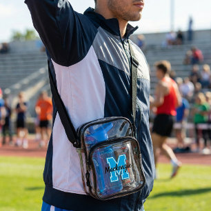 Monogram And Name Personalized Varsity  Clear Crossbody Bag