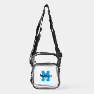 Monogram And Name Personalized Varsity  Clear Crossbody Bag