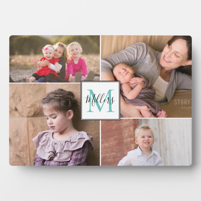 Monogram and name photo collage plaque (Front)