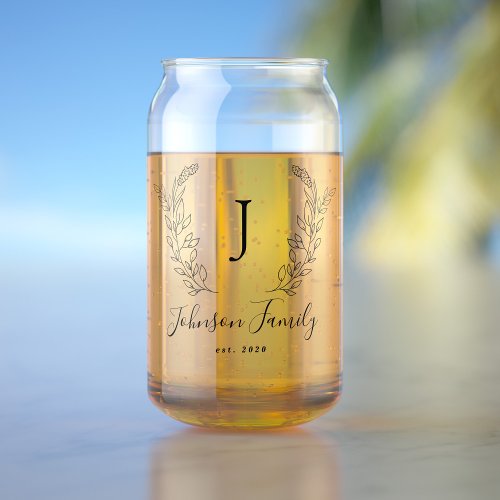 Monogram and name script elegant personalized can glass