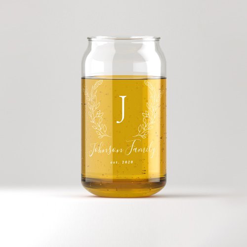 Monogram and name script elegant personalized can glass